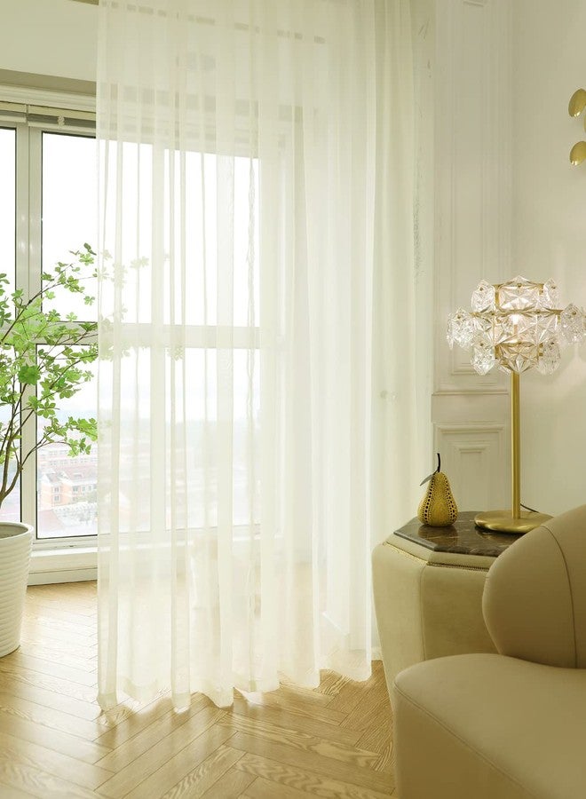 PHILEASY Window Light Yellow Sheer Curtains 84 Inches Long 2 Panels Sheer Curtain Basic Rod Pocket for Bedroom Children Living Room (52" W x 84" L | 2 pcs, Light Yellow) - Image 2